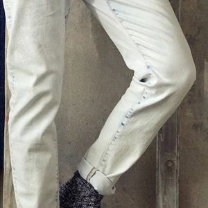 New John Elliott sun bleached button fly factory distress Y2K style, roll hem